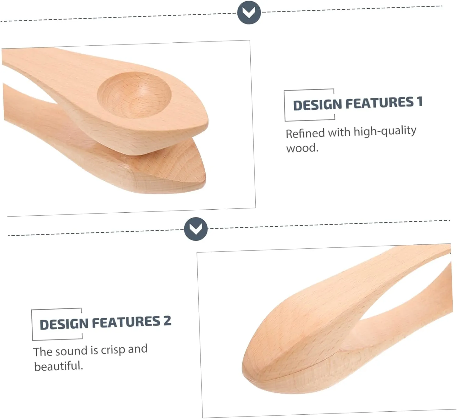 2PCS Musical Spoons Wooden Percussion Instruments for Early Education Lightweight and Easy to Play for Kindergarten Performances and