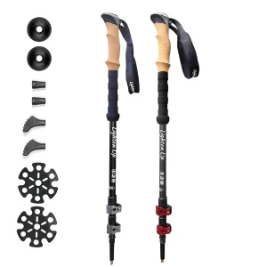 2Pcs Ultra-Light Telescopic Trekking Poles: Folding Mountaineering Staffs with Aluminum/Carbon Construction