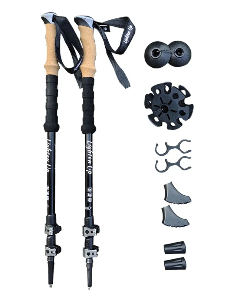 2Pcs Ultra-Light Telescopic Trekking Poles: Folding Mountaineering Staffs with Aluminum/Carbon Construction