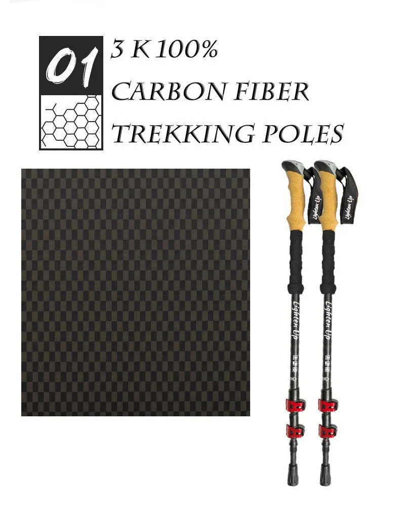 2Pcs Ultra-Light Telescopic Trekking Poles: Folding Mountaineering Staffs with Aluminum/Carbon Construction