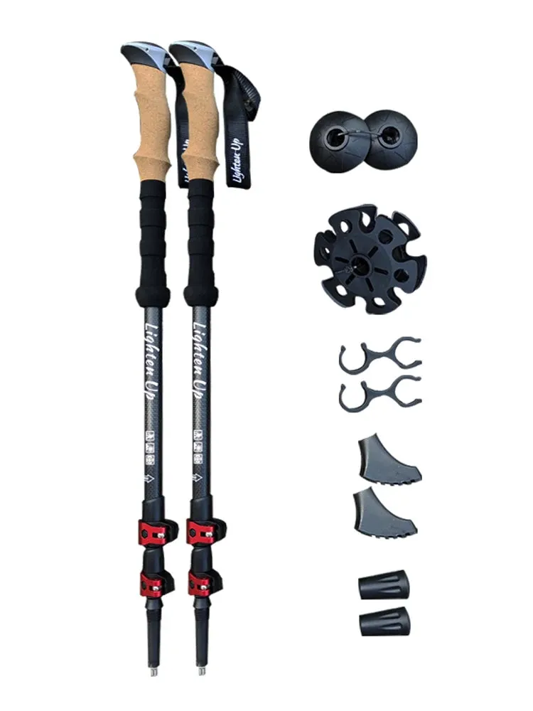 2Pcs Ultra-Light Telescopic Trekking Poles: Folding Mountaineering Staffs with Aluminum/Carbon Construction