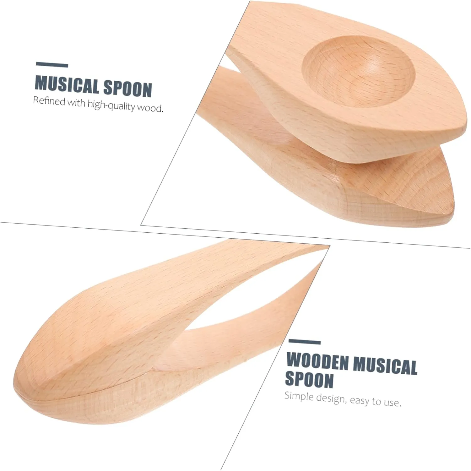2PCS Wooden Musical Spoons for Safe Percussion Instruments for Performance for Kindergarten Musical Activities Enhance Rhythm Skills Design