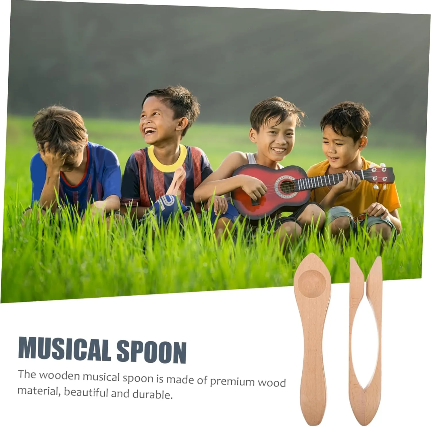 2PCS Wooden Musical Spoons for Safe Percussion Instruments for Performance for Kindergarten Musical Activities Enhance Rhythm Skills Design