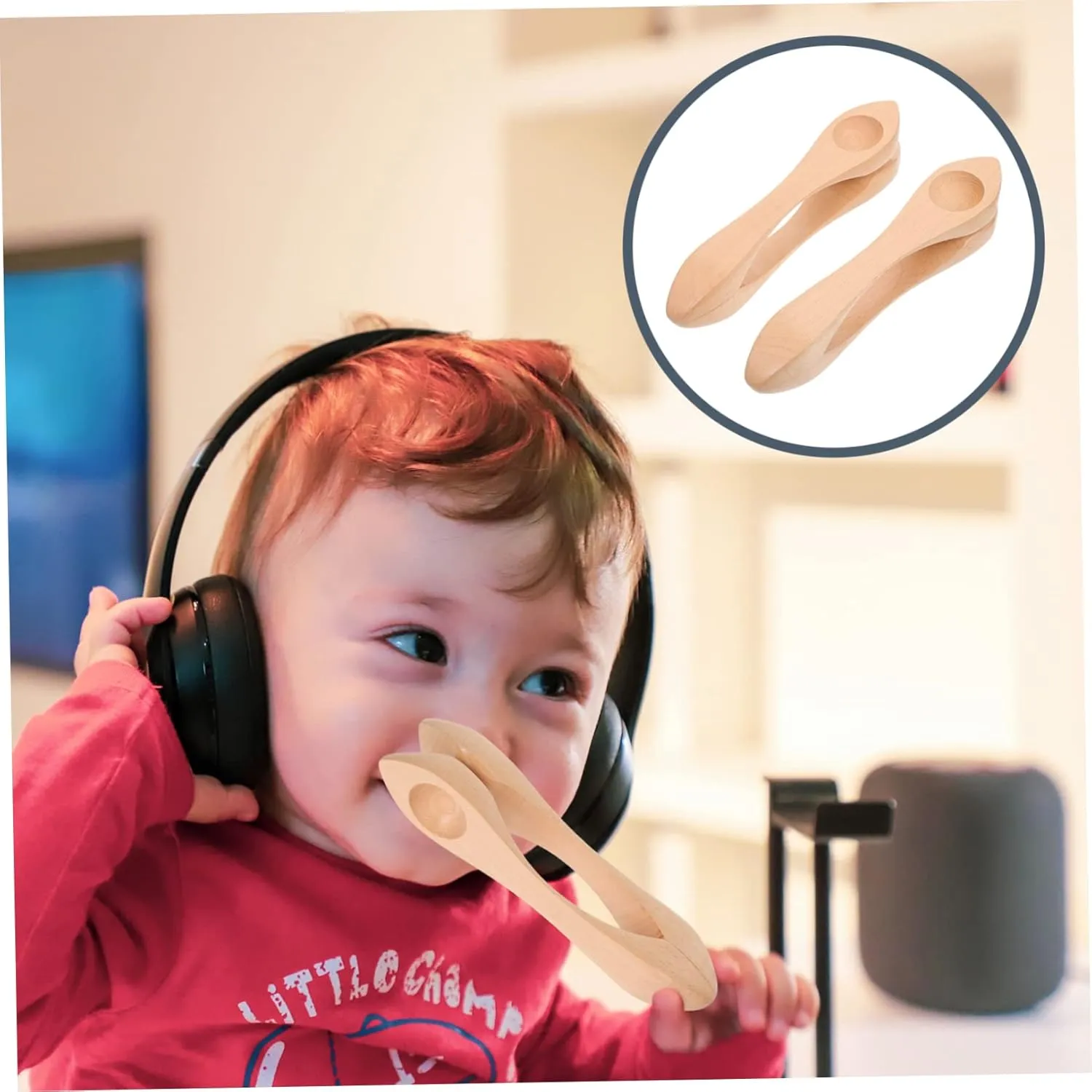 2PCS Wooden Musical Spoons for Safe Percussion Instruments for Performance for Kindergarten Musical Activities Enhance Rhythm Skills Design