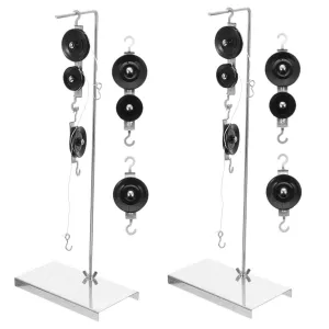 2sets Pulley Block Kit with Bracket and Ropes of Single Double Pulleys for Physics and Mechanics Experiments Classroom Design for Educational Use