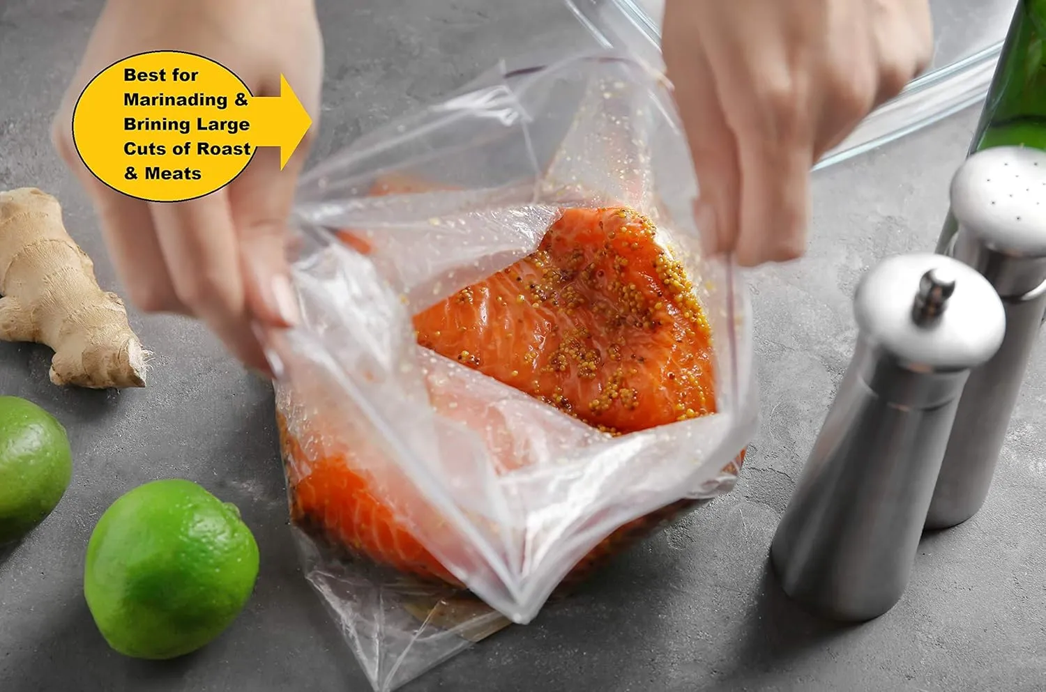 3 GALLON Large Regular Roaster Food Storage Bags, Resealable Top, BIG 3.5 Gallon Size Plastic Bags, 16" x 18", Clear, Pool, Beach, Hiking, Camping, BBQ, Packing & Protecting from Dirt, Dust, BPA Free