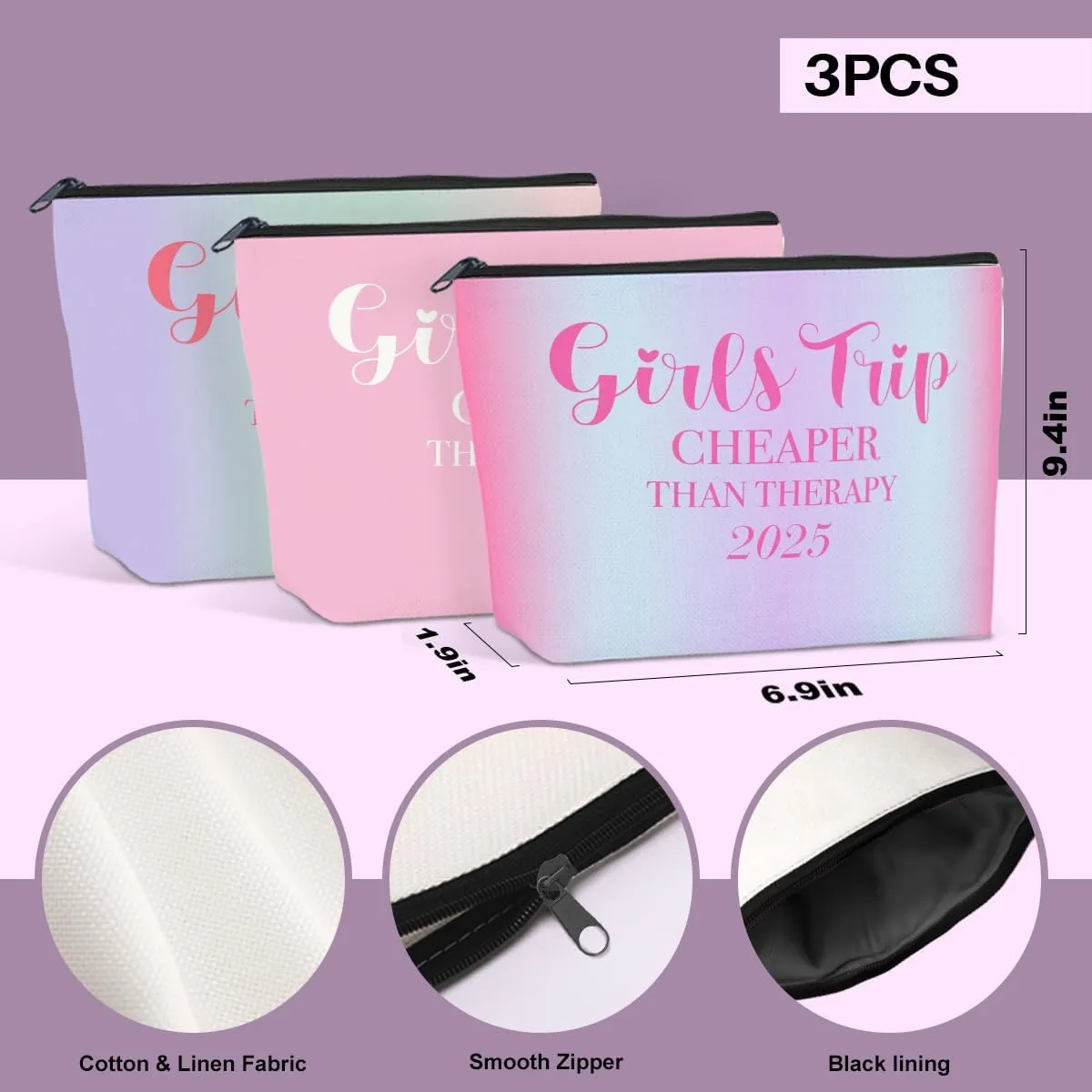 3-in-1 Girls' Trip Favors: Makeup Bag & Weekender for Women's Gifts & Senior Christmas