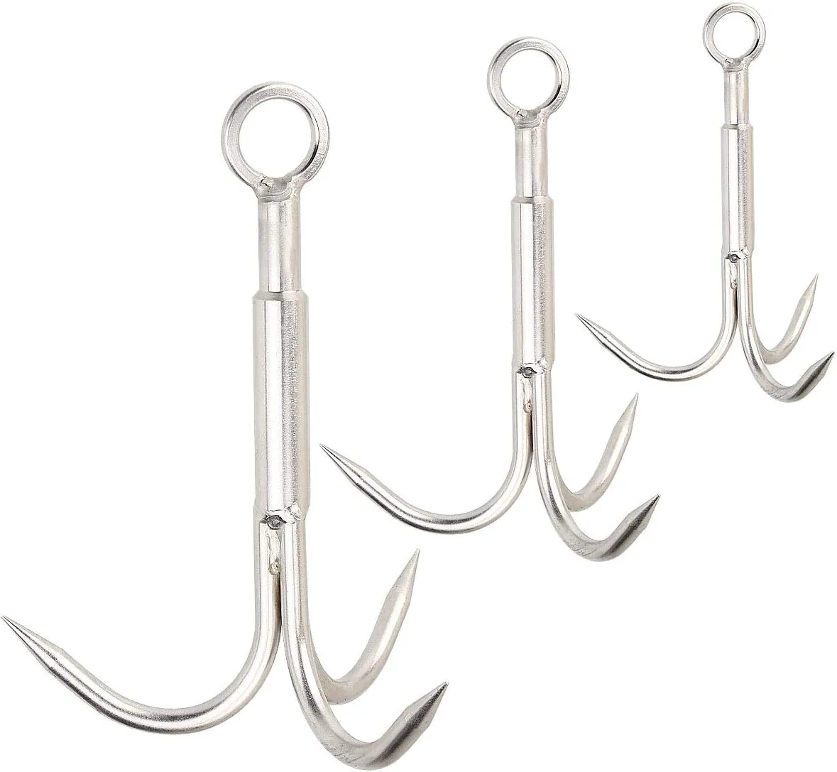 3 PCS Grappling Hook Stainless Steel 3-Claw Hook, Heavy Duty Anchor Hook Set-M L MAX Size, Outdoor Climbing Claw for Hiking, Tree Limb Removal, Catch Fish
