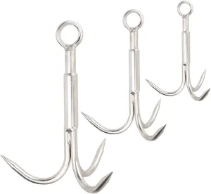 3 PCS Grappling Hook Stainless Steel 3-Claw Hook, Heavy Duty Anchor Hook Set-M L MAX Size, Outdoor Climbing Claw for Hiking, Tree Limb Removal, Catch Fish