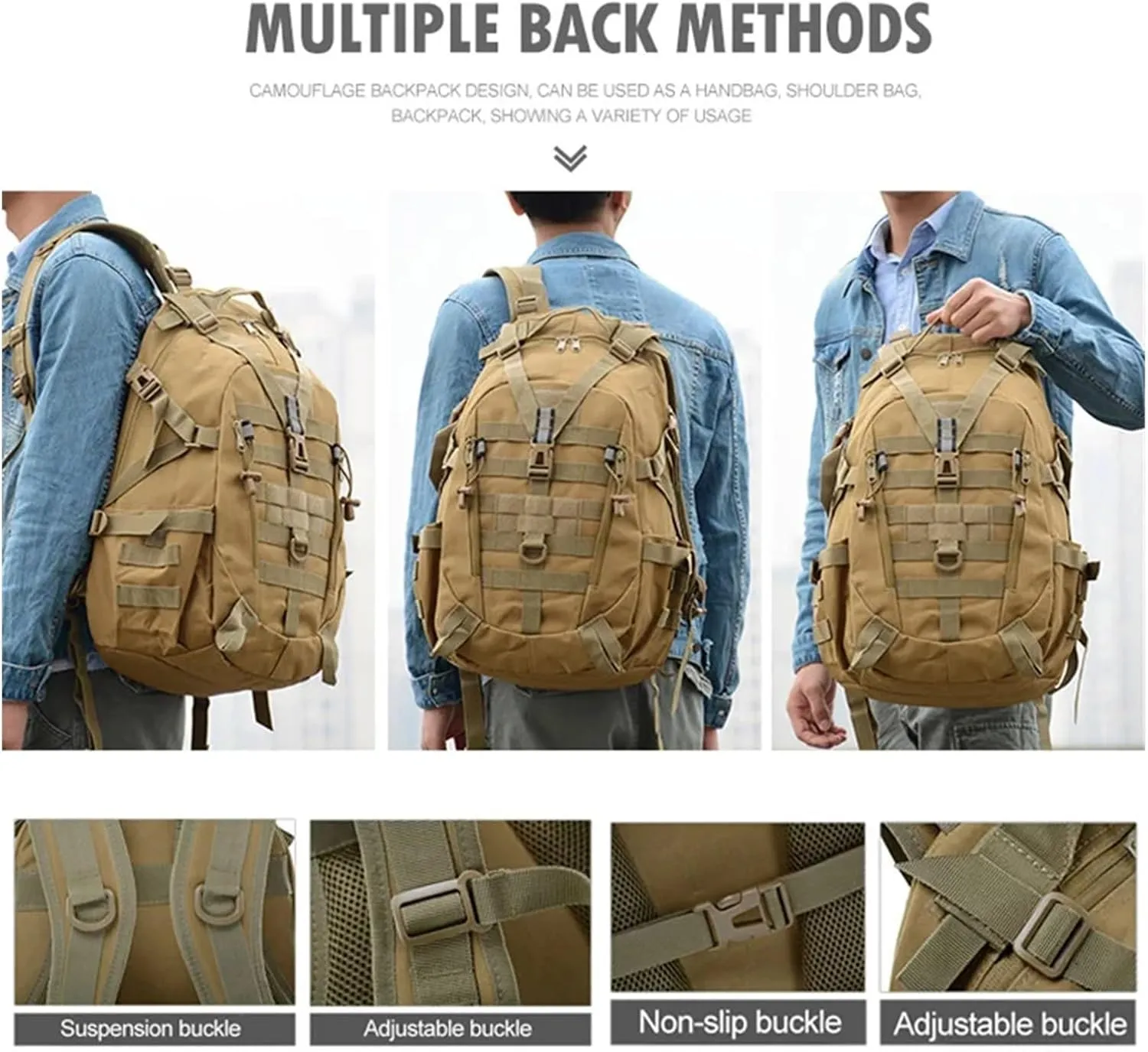 30-40L Camping Backpack Men's Bag Travel Bags Climbing Rucksack Hiking Outdoor Reflective Shoulder Fishing Bag(Style6)