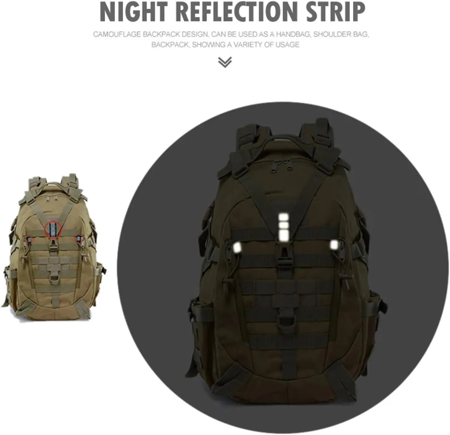 30-40L Camping Backpack Men's Bag Travel Bags Climbing Rucksack Hiking Outdoor Reflective Shoulder Fishing Bag(Style6)