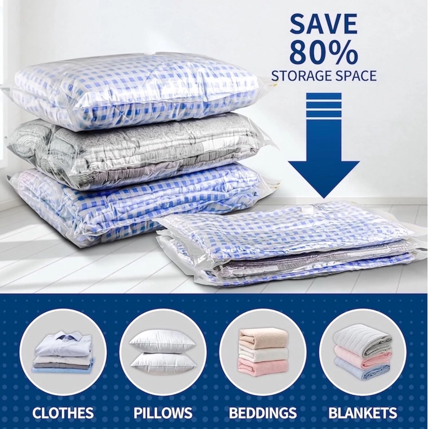 30-Pack Heavy-Duty Premium Vacuum Storage Bags – 6 Jumbo/6 Large/6 Medium/6 Small/6 Roll Bags   FREE Travel Hand Pump. Ultra-Thick, Airtight & Reusable.