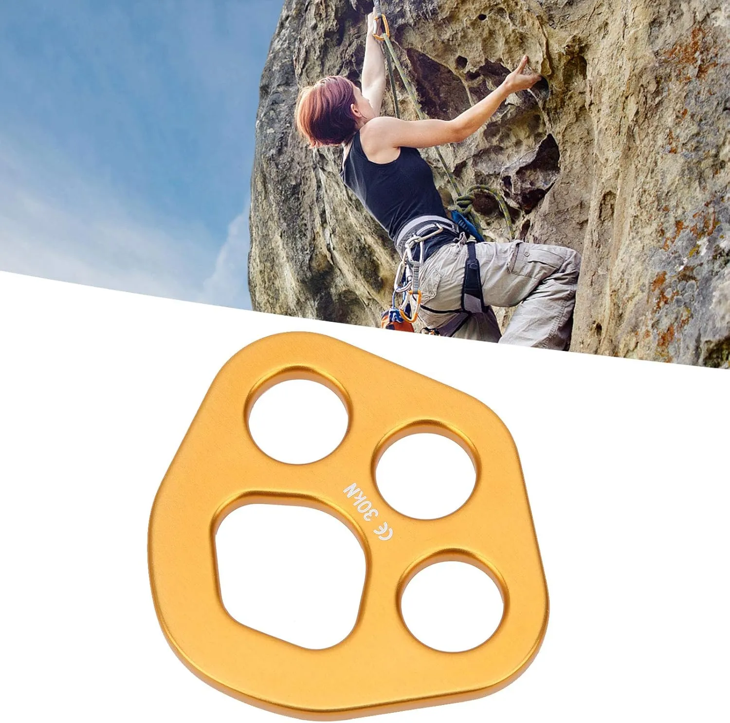 30KN 4 Rigging Plate Climbing Gear Rigging Plate Heavy Duty Anchor Plate Climbing Outdoor Rigging Plate with Holes for Climbing
