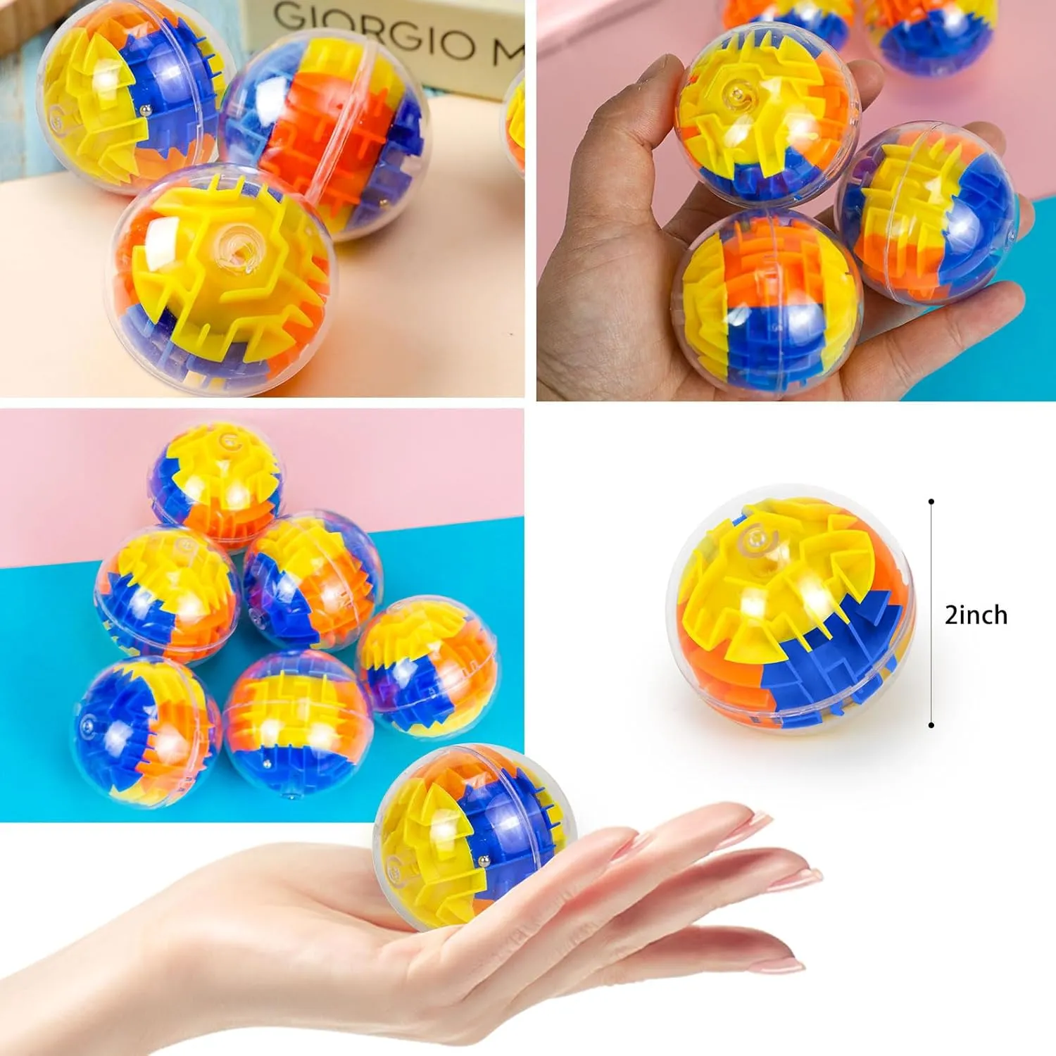 32 Pieces Mini Maze Balls, 1.18in Maze Puzzle Ball Brain Teasers Hard Challenges Game Lover Travel Toys for Kids Students Teens Educational Toy Party Favors & Classroom Prizes