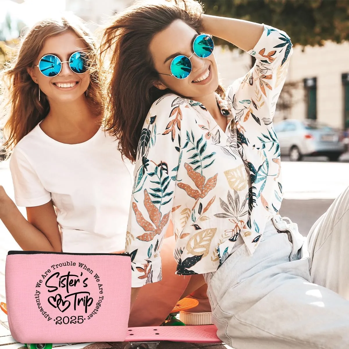 3Pcs Sister Trip 2025 Makeup Bag Funny Girls Trip Gifts Favors Girls Weekend Sister Gifts Best Sister Weekender Birthday Vacation Traval Cosmetic Bag Bachelorette Party Friendship Gifts for Women