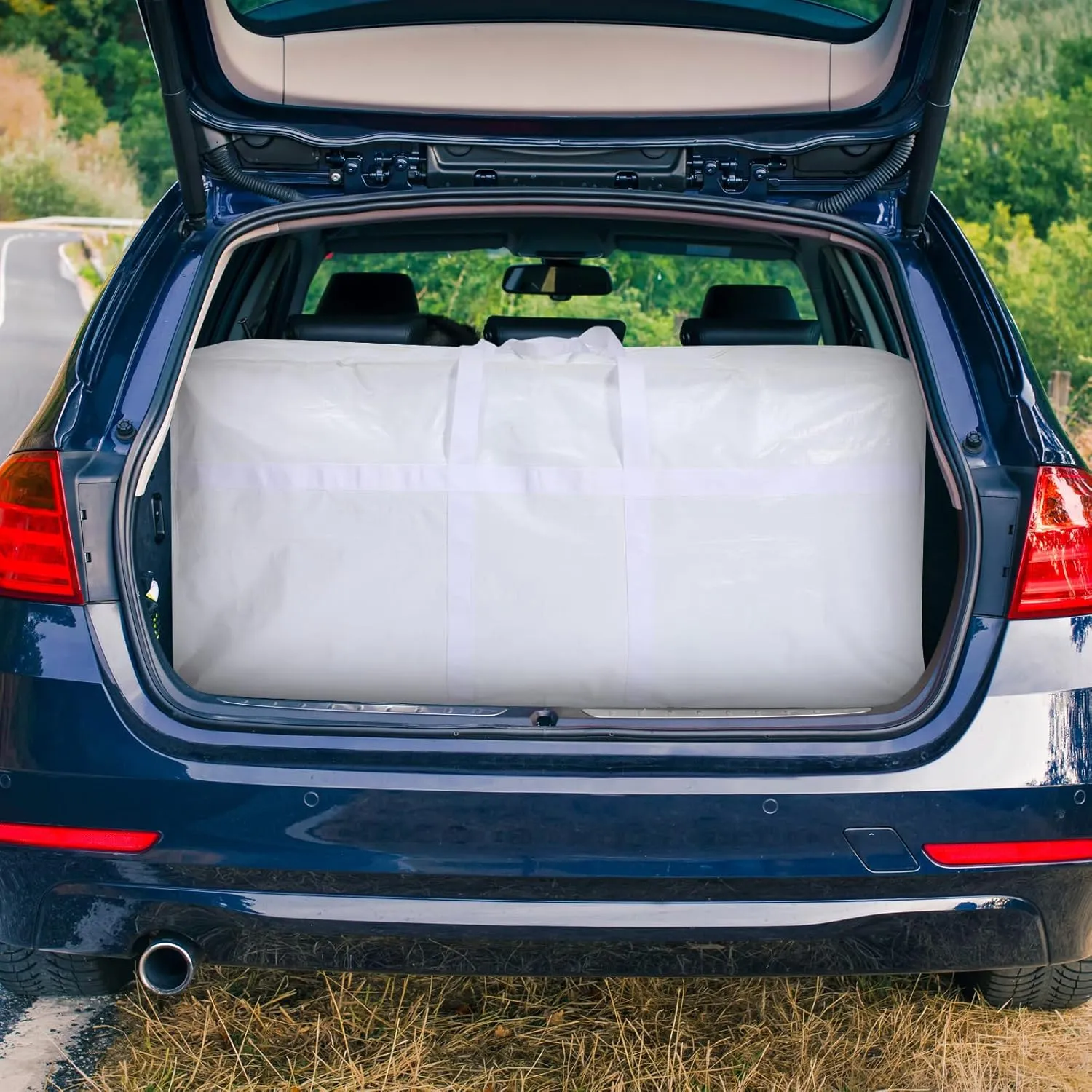 4 Pcs 66 Gallon Large Moving Bags with Zipper and Handles Foldable Storage Duffle Bags Heavy Duty Extra Large Totes for College Dorm Travel Clothes Blankets Bedding Moving(White)