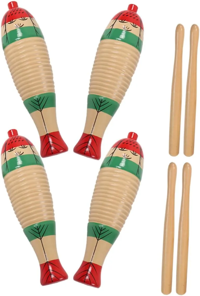 4 Sets Musical Instruments Percussion with Rhythm Stick Abs Block Music Plaything for Early Learning and Brain Development