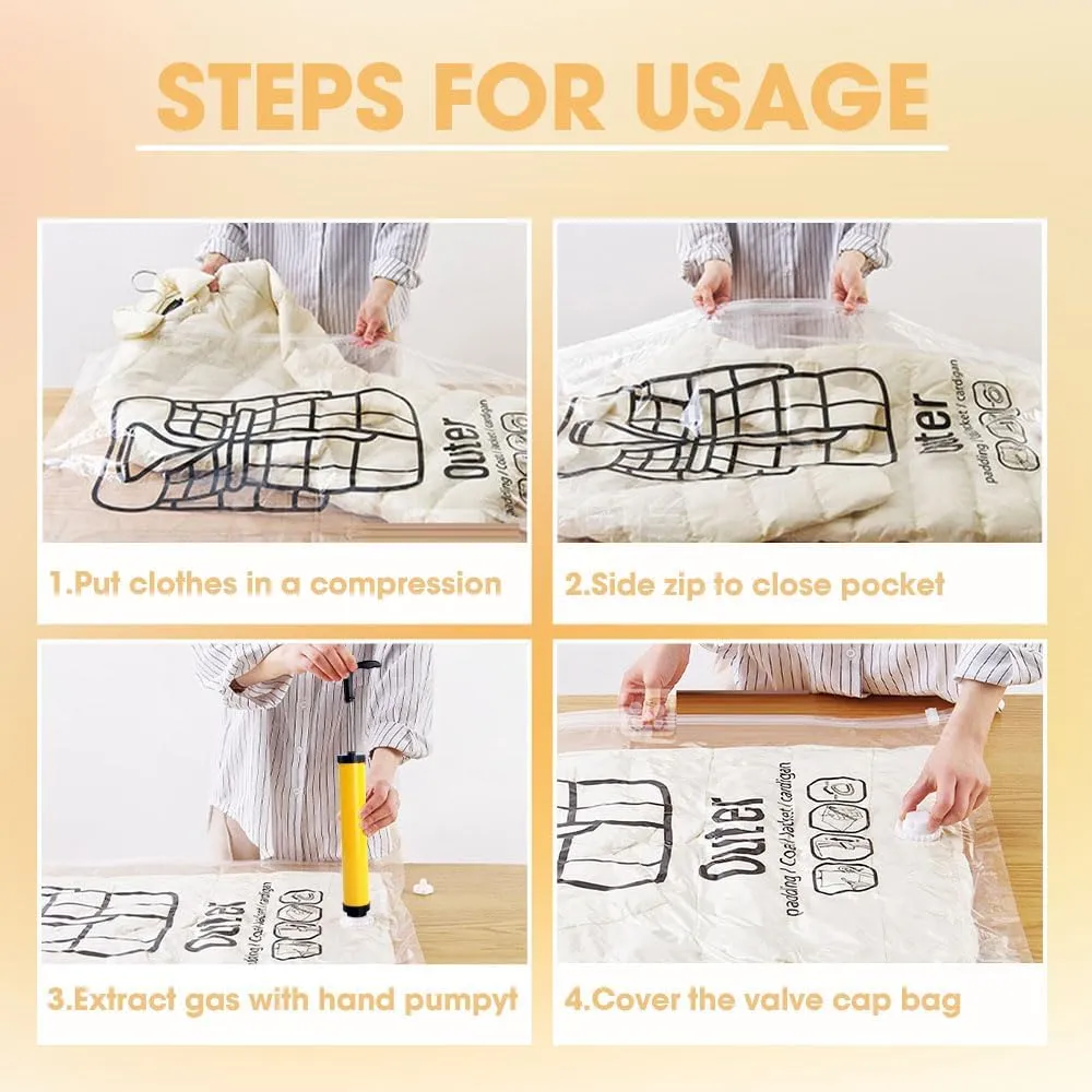 5 PCS Hanging Vacuum Storage Bags with Electric Pump, Vacuum Sealer Bags Clothes Hanging Compressible Storage Bag for Travel, Hanging Space Saver Bag for Luggage Clothes Packing (Medium)
