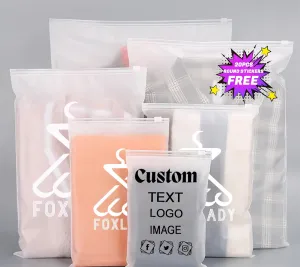 50-100pcs Custom Matte Frosted Zipper Bag,Resealable Ziplock Poly Bags,Personalized Plastic Apparel Packaging Bags for Clothing Document Comestic storage (100pcs)