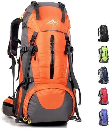 50L Large Camping Backpack,Lightweight Hiking Trekking For Men Women Outdoor Large Capacity Mountaineering Waterproof Bag (Dark blue, 45 5L)