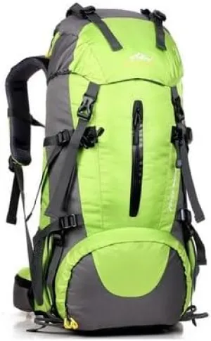 50L Large Camping Backpack,Lightweight Hiking Trekking For Men Women Outdoor Large Capacity Mountaineering Waterproof Bag (Light green, 45 5L)