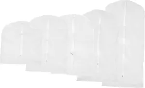 5Pcs Translucent Clothing Cover Hanging Clothes Storage Bags for Wardrobe Protection Convenient Zipper Design Travel Friendly Easy to Clean and Reusable