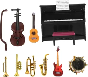 5sets Miniature Musical Instrument for Dollhouse Decor of Realistic Piano Violin and Drum Models for Projects and Mini Music Rooms Safe Lightweight Design