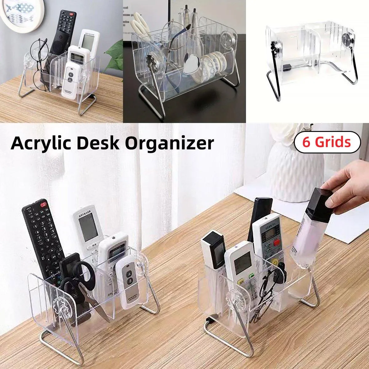 6 Compartment Remote Control Organizer Miscellaneous Shelf Living Room Storage