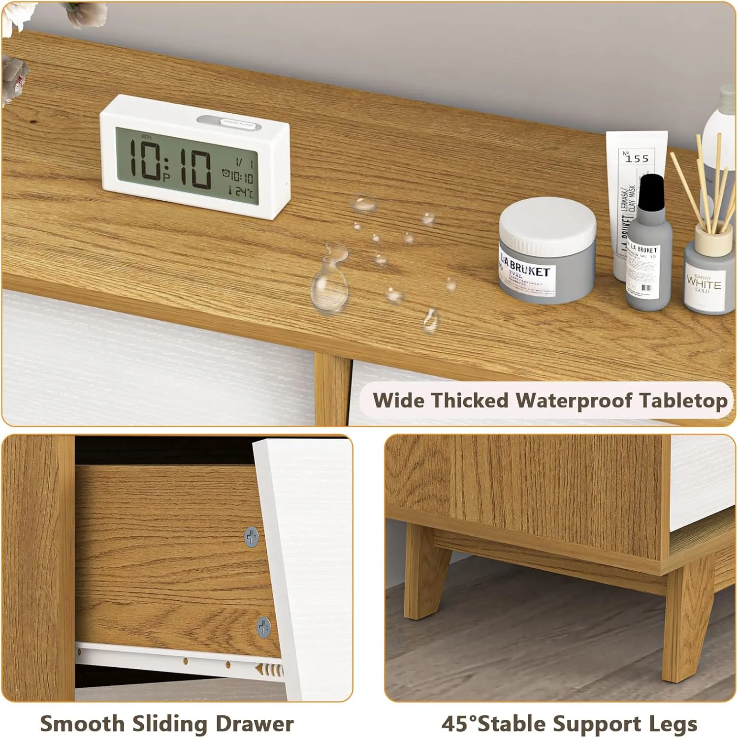 6 Drawer Dresser for Bedroom, Wood Dresser for Closet, Storage Chest of Beveled Drawers, Wide Dresser TV Stand for Living Room Hallway