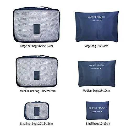 6-in-1 Travel Packing Cubes Sellus Set with Shoe & Laundry Pouches (Polyester)