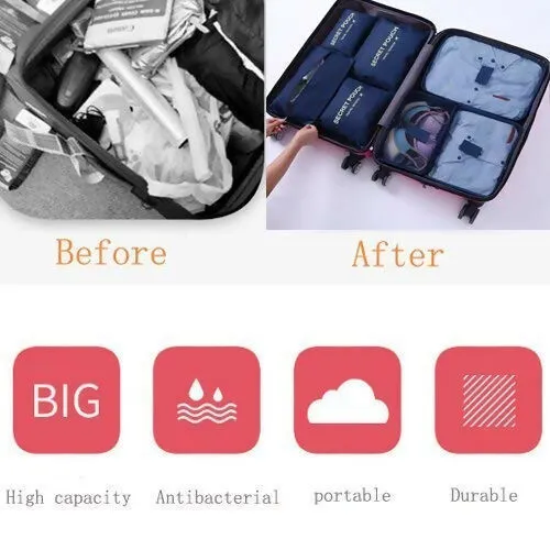 6-in-1 Travel Packing Cubes Sellus Set with Shoe & Laundry Pouches (Polyester)