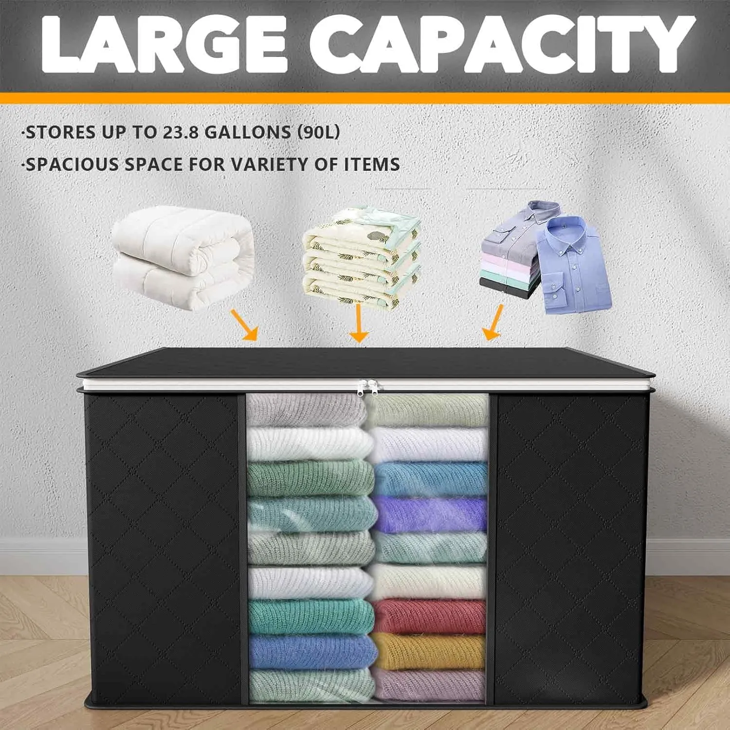6 Pack 90L Large Storage Bins