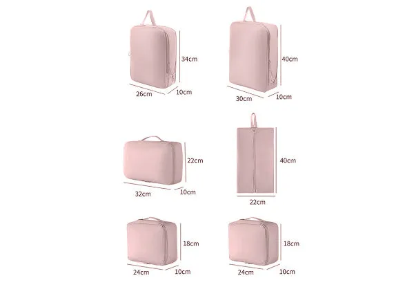 6 Piece Packing Cubes Organiser Bag Set