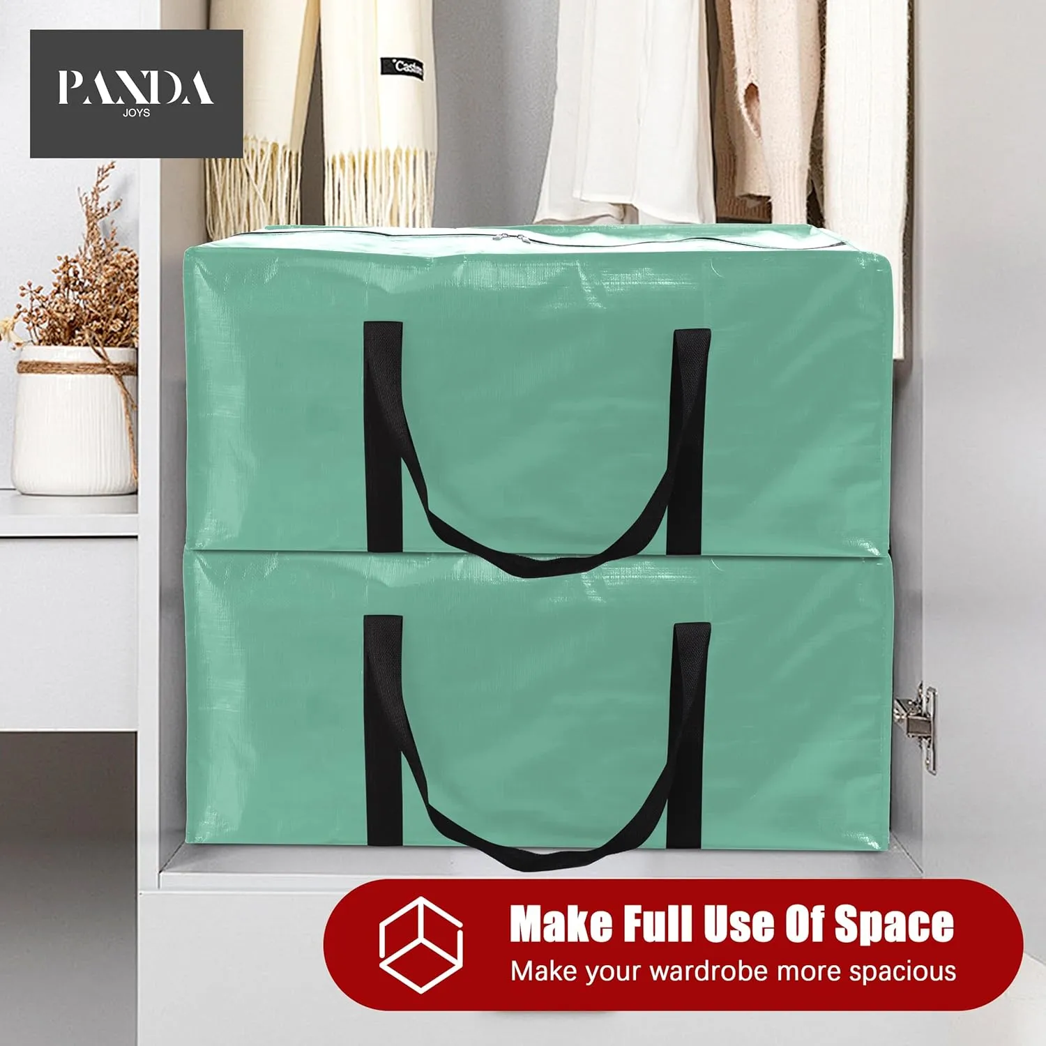 8 Pack Extra Large Moving Bags with Zippers & Carrying Handles, Heavy-Duty Storage Tote for Space Saving Moving Storage, Fold Flat, Alternative to Box and Bin,Teal