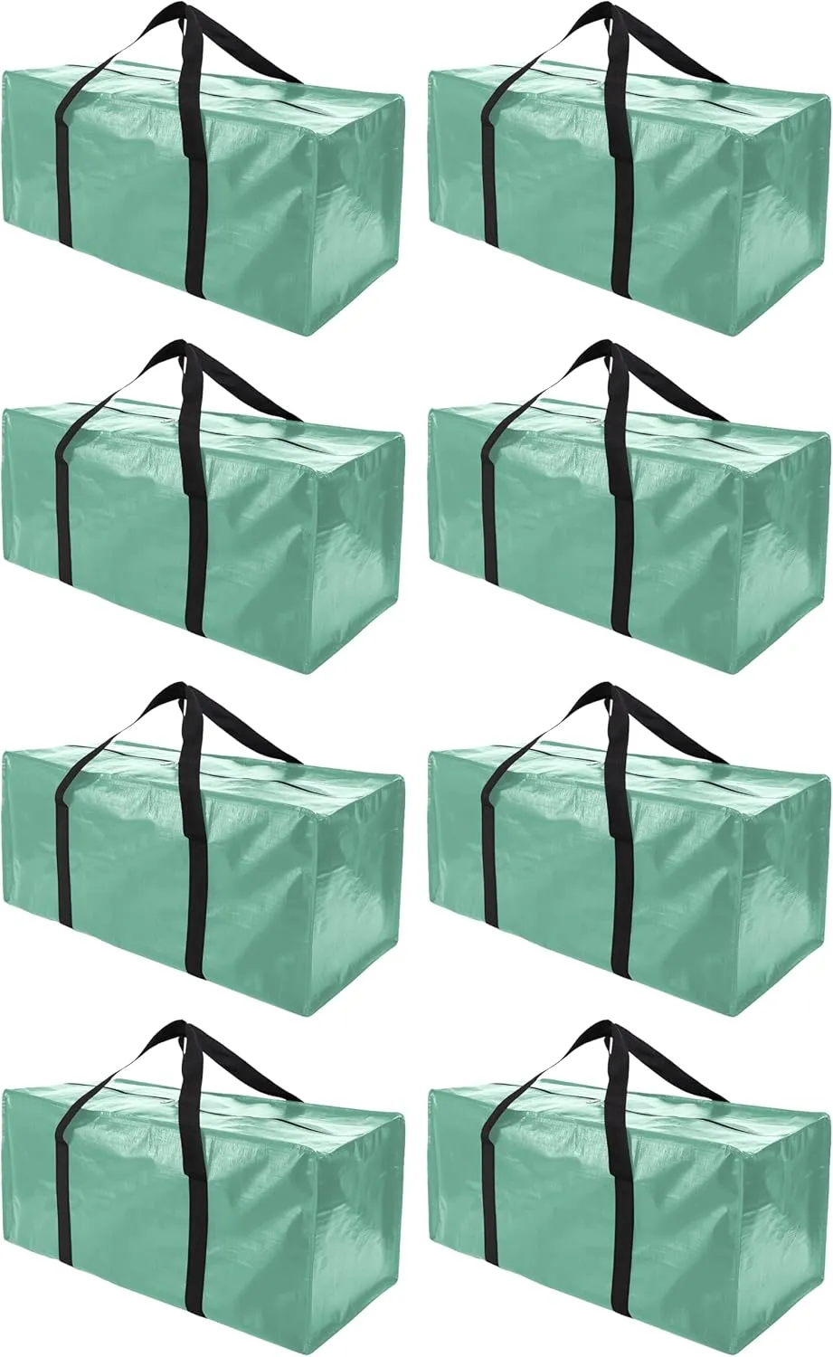8 Pack Extra Large Moving Bags with Zippers & Carrying Handles, Heavy-Duty Storage Tote for Space Saving Moving Storage, Fold Flat, Alternative to Box and Bin,Teal