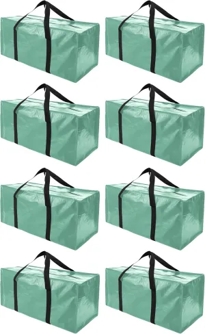 8 Pack Extra Large Moving Bags with Zippers & Carrying Handles, Heavy-Duty Storage Tote for Space Saving Moving Storage, Fold Flat, Alternative to Box and Bin,Teal
