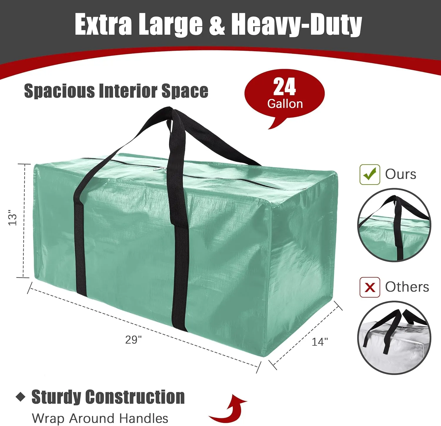 8 Pack Extra Large Moving Bags with Zippers & Carrying Handles, Heavy-Duty Storage Tote for Space Saving Moving Storage, Fold Flat, Alternative to Box and Bin,Teal