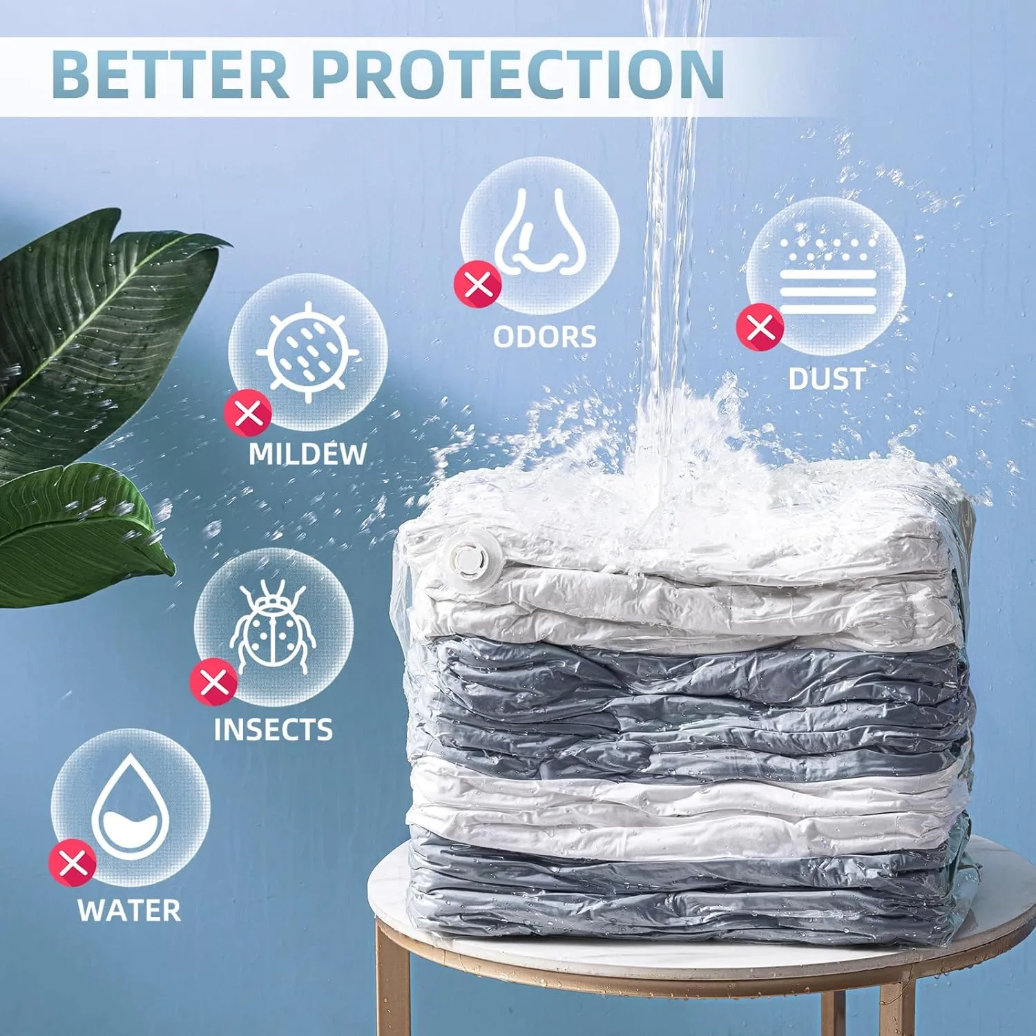 8 Pack Vacuum Storage Bags, Cube Combo (3 Jumbo 5 Medium), Vacuum Seal Bags for Clothing, Bedding, Blanket, Space Saving Closet Organization