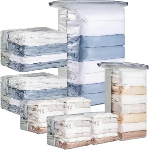 8 Pack Vacuum Storage Bags, Cube Combo (3 Jumbo 5 Medium), Vacuum Seal Bags for Clothing, Bedding, Blanket, Space Saving Closet Organization
