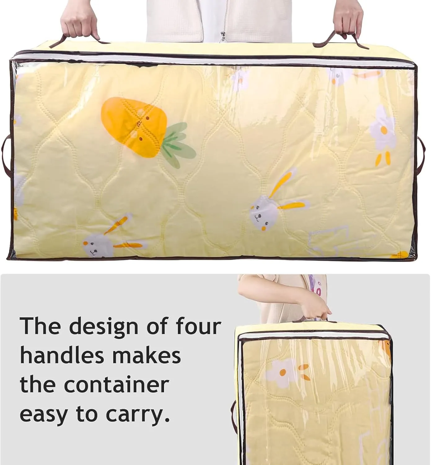 90L Under Bed Storage Containers, Underbed Toy Organizers and Clothing Storage Bags, Closet Storage Bins with Clear Window for Organizing Blanket Comforter Bedding Clothes Bedroom Dorm, 2 Pack Beige