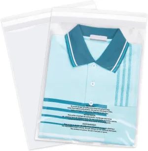9" x 12" (500 Count) Self Seal Clear Poly Bags with Suffocation Warning for Packaging, Shipping, Clothing, Shirts & FBA - Resealable Adhesive