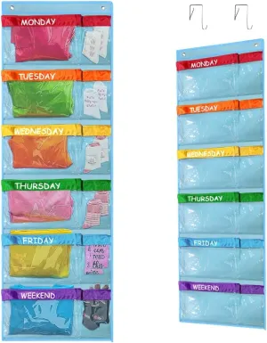 ABCKEY Rainbow Weekly Kids Clothes Organizer for Daily Activity,Portable Kids Clothes Storage White