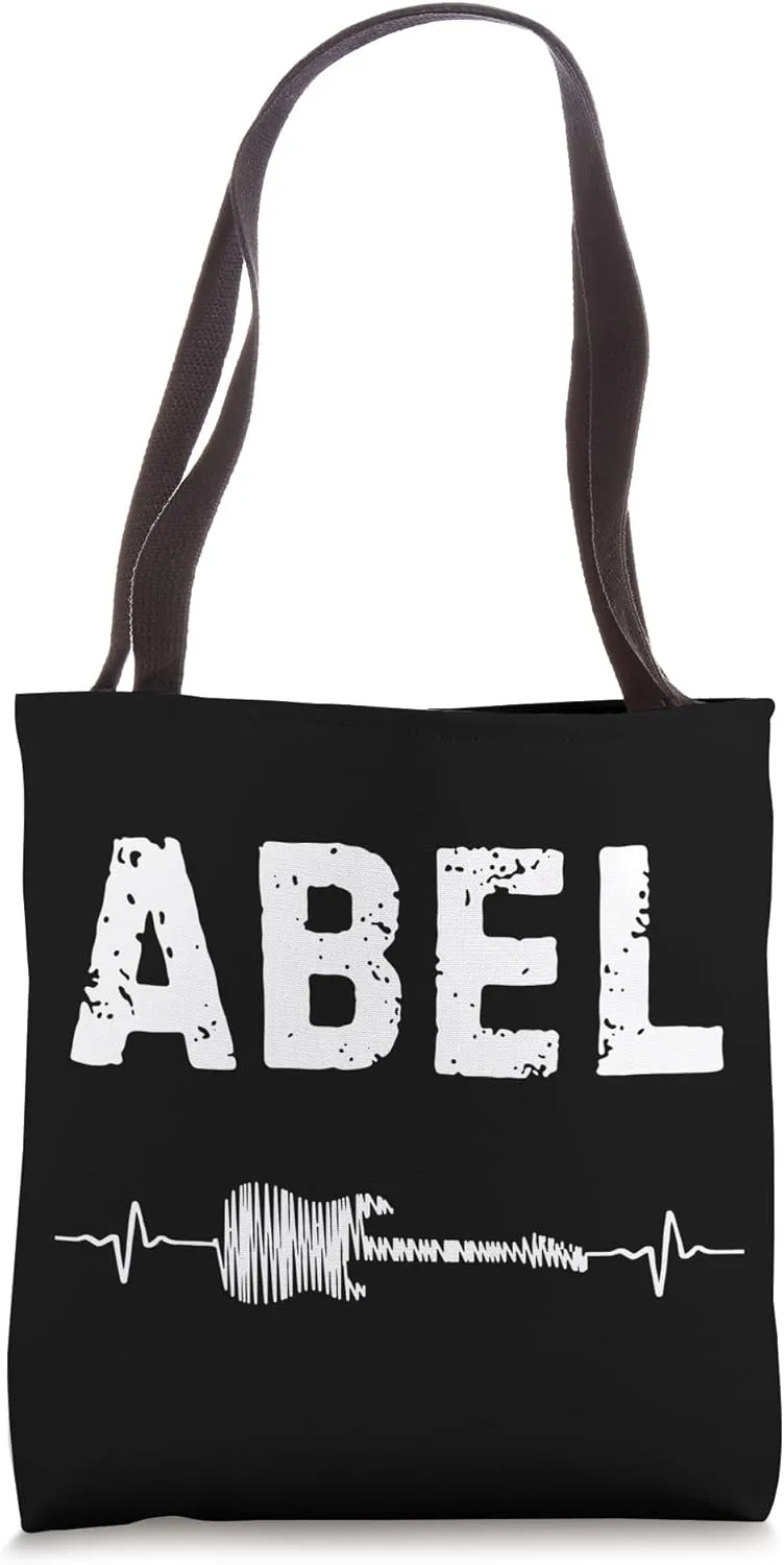 Abel Guitar Heartbeat Music Guitarist Retro Vintage Tote Bag