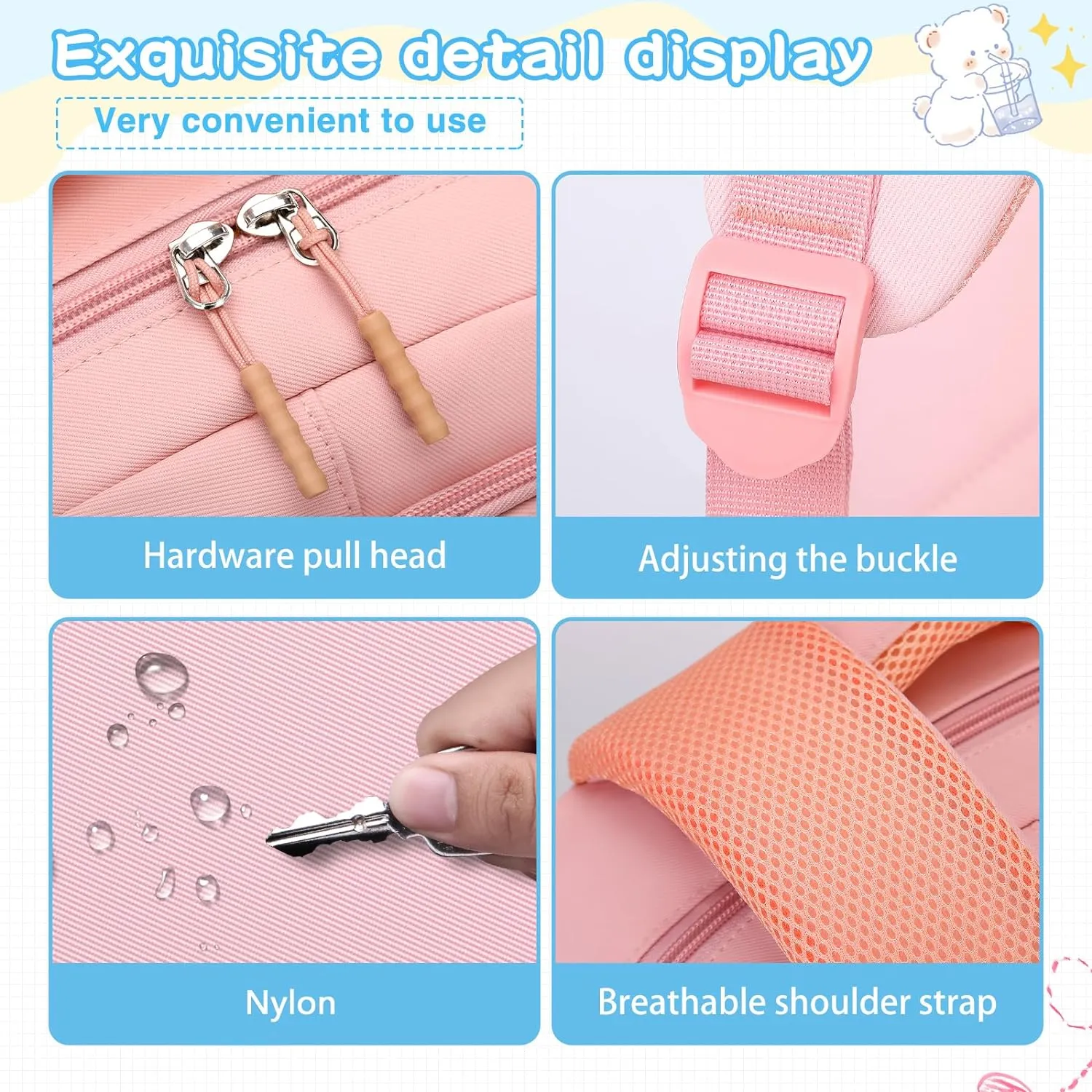 Aesthetic Backpack for School Cute Laptop Pink Backpack Teens Girls Travel Casaul Daypack Lightweight Book Bags