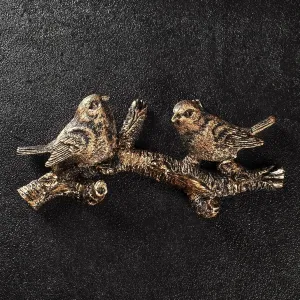 AEVVV Bronze Resin Wall-Mounted Bird Pair on Branch Decor | Elegant Home Storage Accessory | Enhances Clothing & Footwear Storage