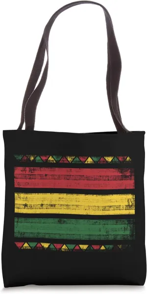 African Colors Red Green and Yellow Distressed Tote Bag