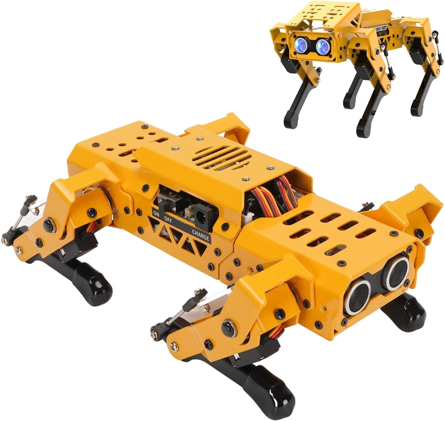 AI Robot Dog, Programmable AI Smart Pet with Python, Inverse Kinematics, Support Various Sensors, Coreless Servos, Suitable for Robotics Education