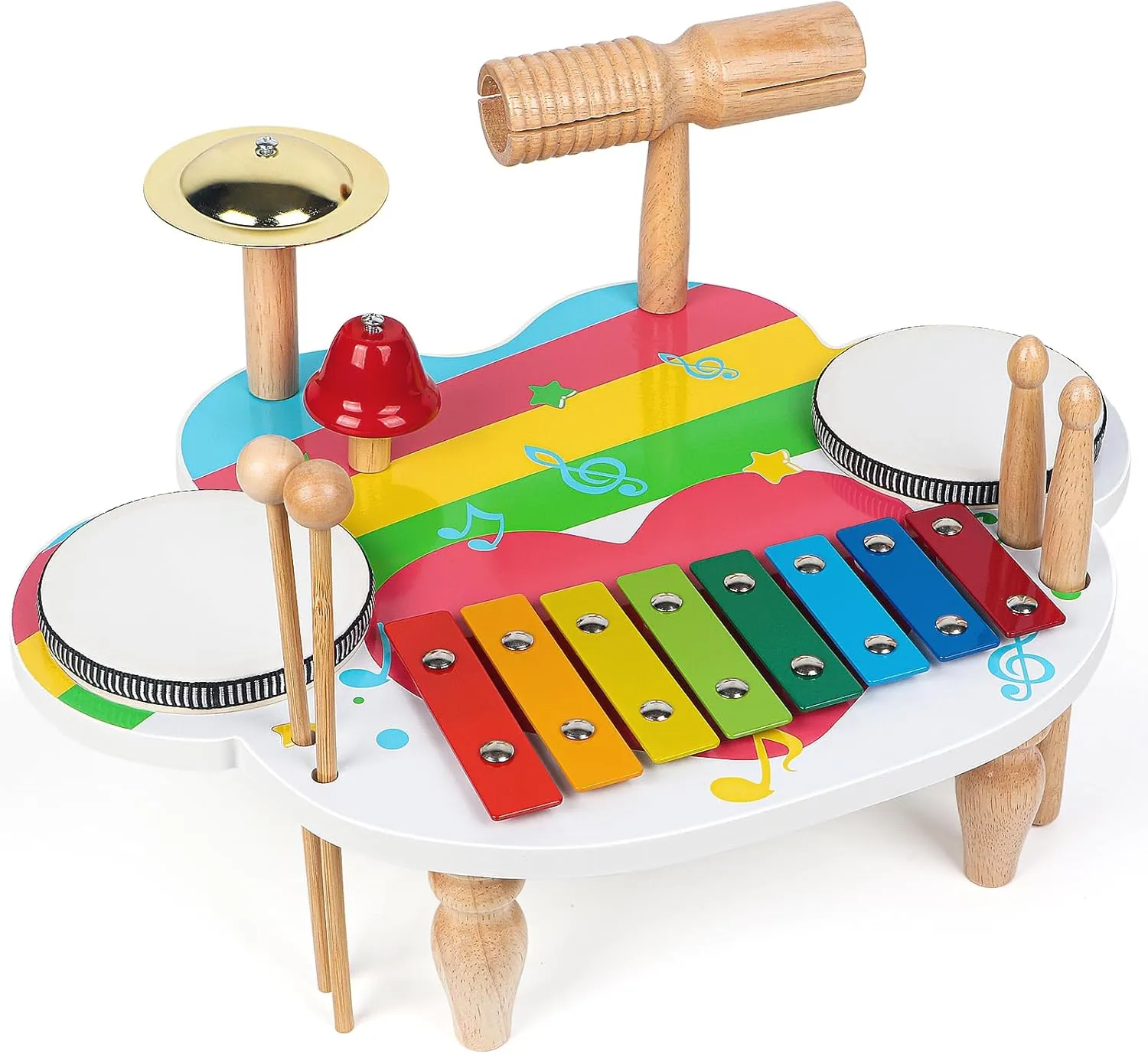 AKLOT Hand Held Drum Percussion Musical Educational Instrument for Adults Party Kids Dance & Song Accompaniment (Kid Drum Set, 14 *11 inch)