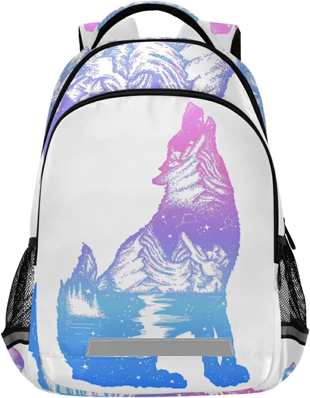 ALAZA Galaxy Wolf Double Exposure Tattoo Art Backpacks Travel Laptop Daypack School Book Bag for Men Women Teens Kids one-size