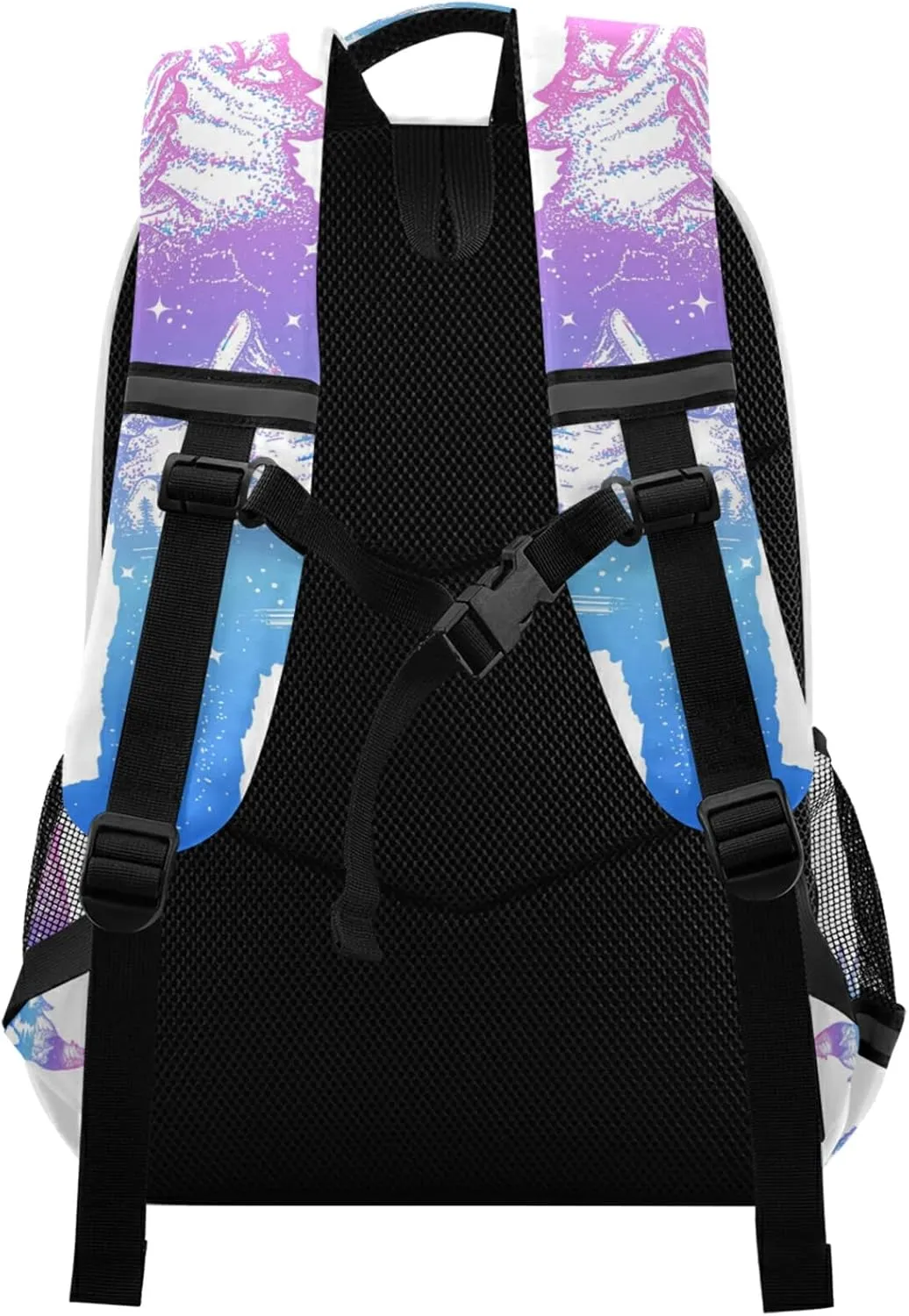 ALAZA Galaxy Wolf Double Exposure Tattoo Art Backpacks Travel Laptop Daypack School Book Bag for Men Women Teens Kids one-size